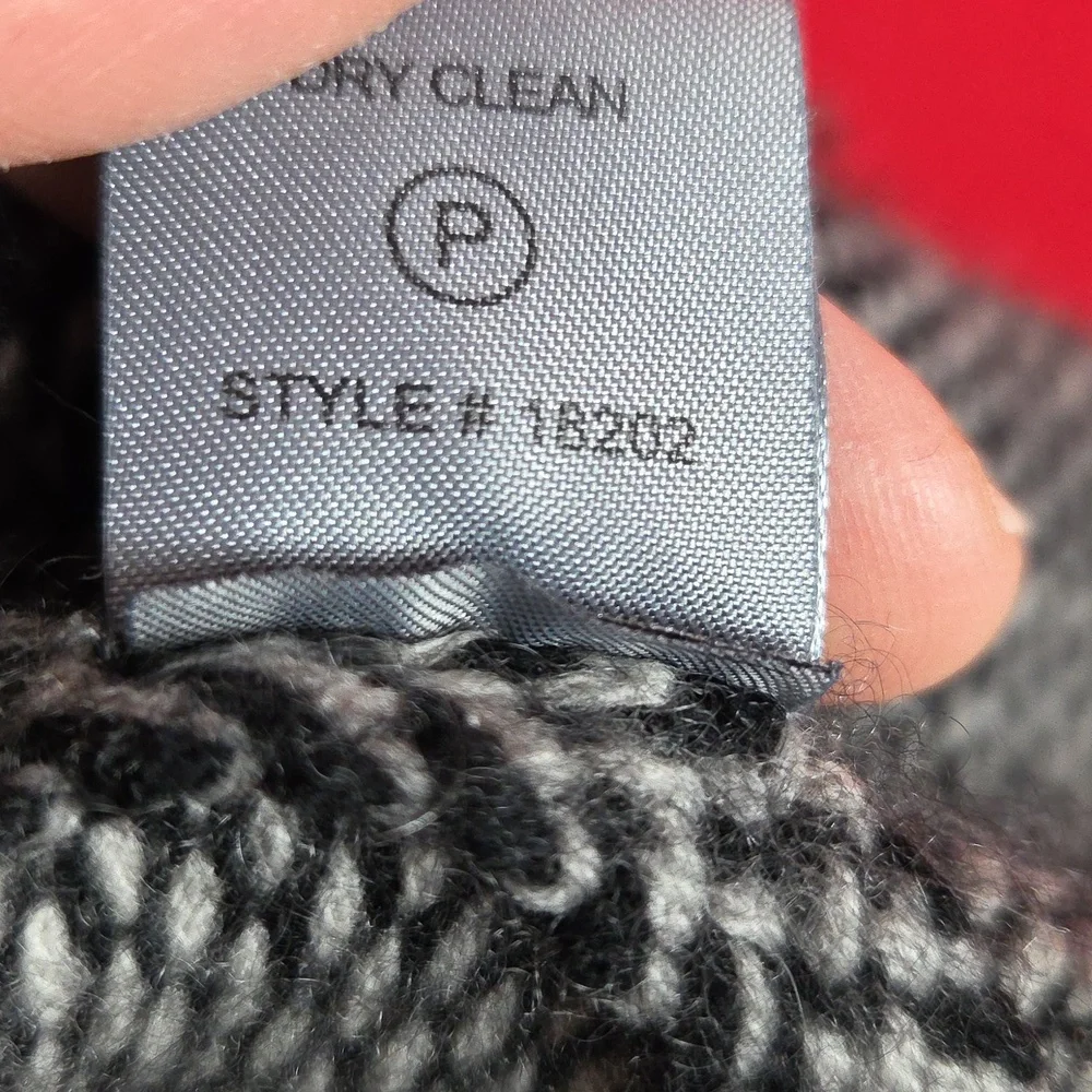360 CASHMERE Hooded‎ Cardigan Wool Blend Black White Womens Size Medium